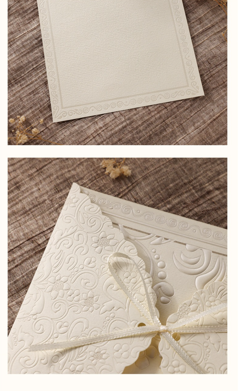 In Stock French Style High-End Vintage Embossed Greeting Thank You Blessing Confession Invitation Card_voghion.com