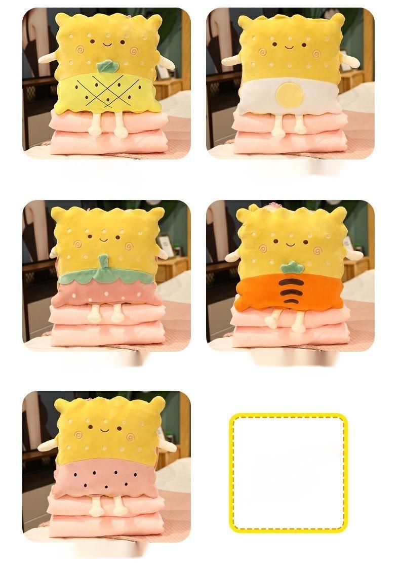 Cute Cartoon Cookie Pillow Dual-use Air Conditioner Sofa Cushion Office Nap Foldable Car Blanket_voghion.com