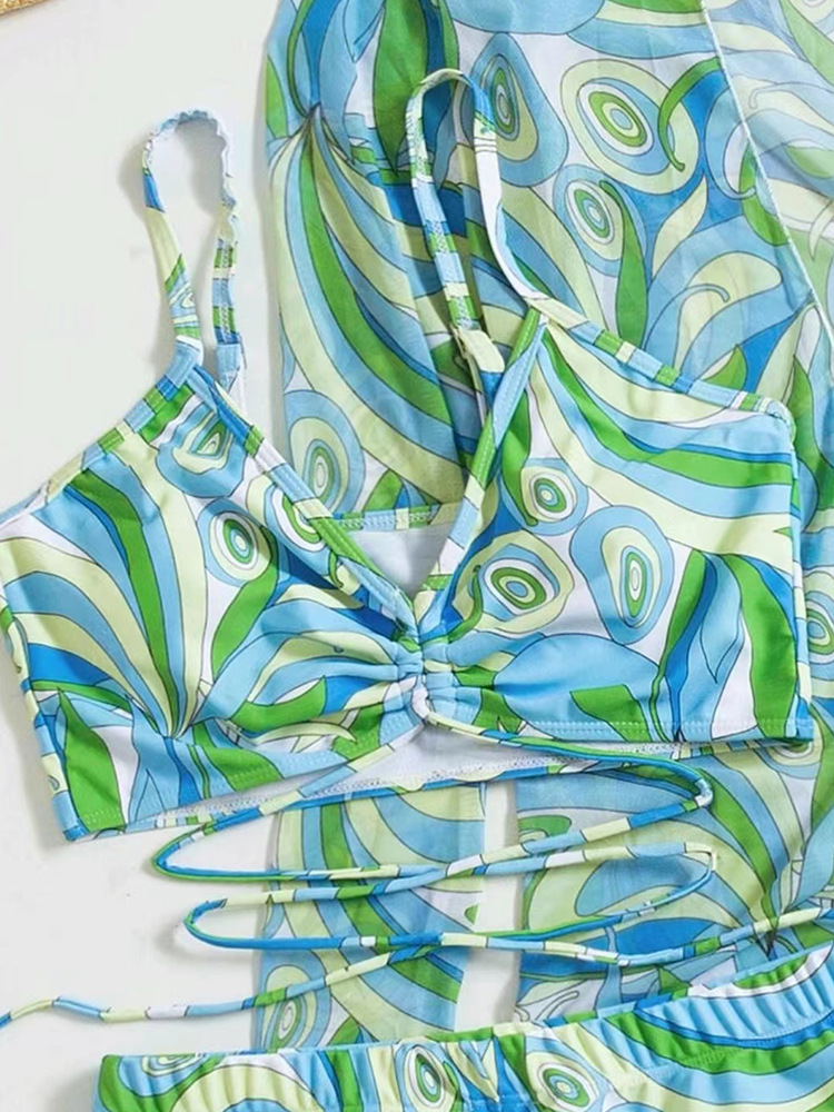 Bikini trois pièces pour femmes, impression numérique, vêtements d'extérieur, pantalons plats, maillot de bain pour femmes_voghion.com