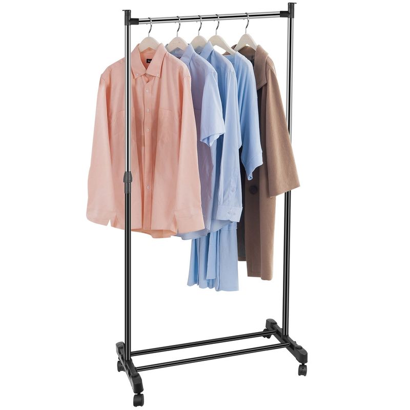 33lbs Garment Racks 3.12ft-4.80ft Height Adjustable Clothes Stand Foldable Clothes Hanger with Wheels _voghion.com