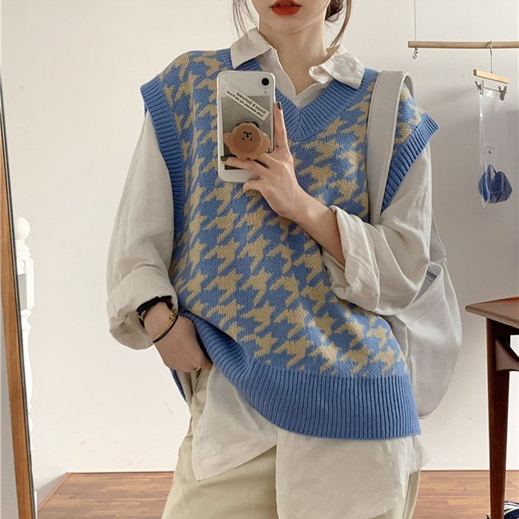 Qianniao Stil Gestrickte Pullover Für Frauen In Herbst 2025, Koreanische Version, Lose Fit, V-ausschnitt Pullover, Weste, weste_voghion.com