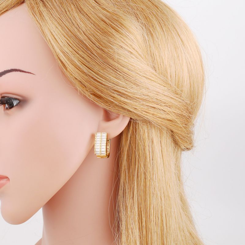 Selezione di gioielli Orecchini quadrati Orecchini da donna in rame placcato oro con zircone incastonato Orecchini Temperamento Tutti placcati in oro Regali creativi personalizzati_voghion.com