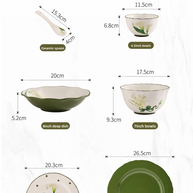 French Calla Lily Tableware Set Home Light Luxury High-end Ceramic Bowl Plate Box New Wedding Gift_voghion.com