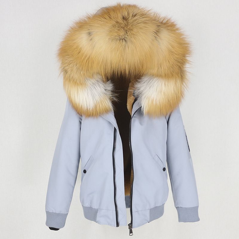 Abbigliamento donna nuovo parka con fodera in pelliccia artificiale ispessita, giacca con collo in pelliccia di volpe vera staccabile, cappotto di pelliccia_voghion.com