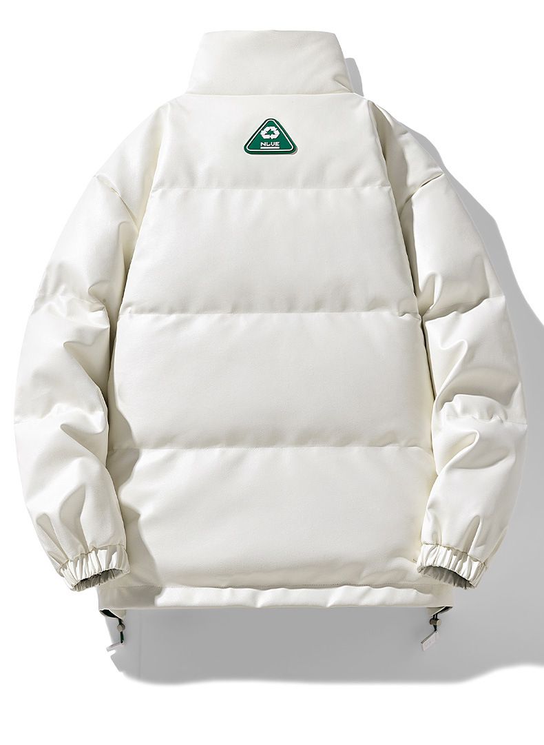 Giacca imbottita in piuma d'anatra bianca da uomo in pelle PU con colletto rialzato, modello invernale 2025, alla moda_voghion.com