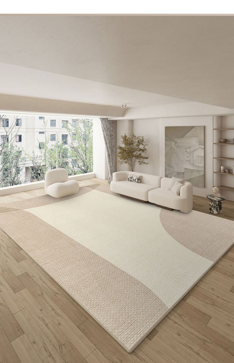 Modern Geometric Print Polyester Rug – Customizable Sizes For Living Room, Bedroom & Entryway (Scandi Minimalist, Machine Washable, Non-Slip Backing)_voghion.com