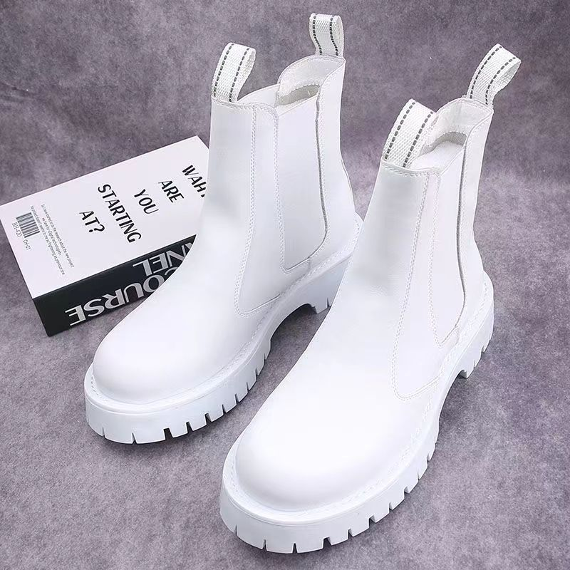 Men's Shoes boots men's Martin boots autumn and winter plus velvet high-top casual leather shoes British versatile thick-soled knight short boots_voghion.com
