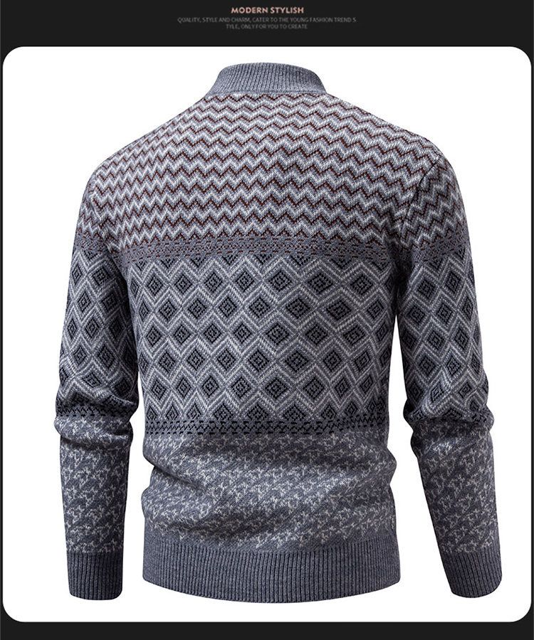Herenmode mocknecktrui, wintergebreide pullover, dikke en warme top met lange mouwen (wit, grijs, zwart) - maten M tot 4XL_voghion.com
