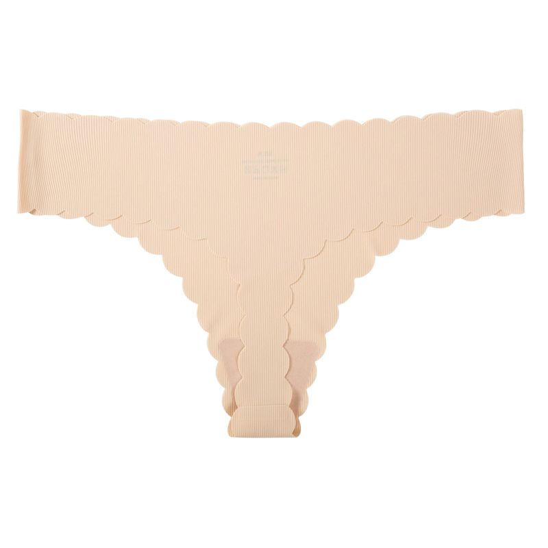 2025d Seamless One-Piece Thong With Ribbed Cotton Crotch, Low Waist Women's Sports Yoga Underwear_voghion.com