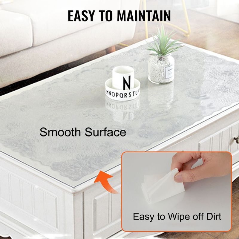 VEVOR 90 X 44 Inch Clear Table Cover Protector, 1.5mm Thick Clear Desk Protector Table Pads, Plastic Tablecloth Table Protector For Dining Room Table_voghion.com