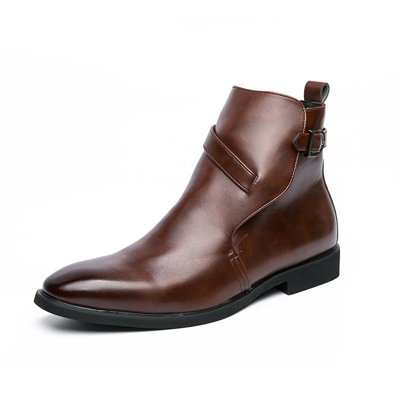 Unbeatable Quality Autumn And Winter Oversized Fashionable Business Casual Short Boots, Men's High Top Leather Shoes_voghion.com