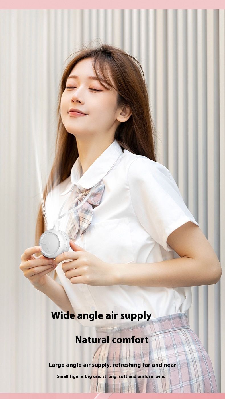 Mini Neck Fan - USB Rechargeable Leafless Hanging Portable Hands-Free Personal Cooler_voghion.com