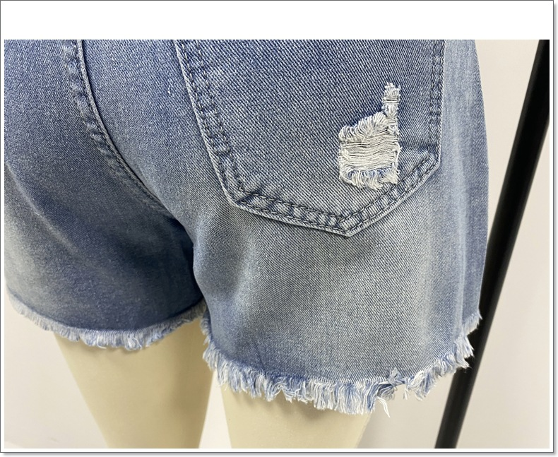 Women's Clothing Spring And Summer New Cross Border Ripped Casual Denim Shorts High Waist Slim Spot_voghion.com