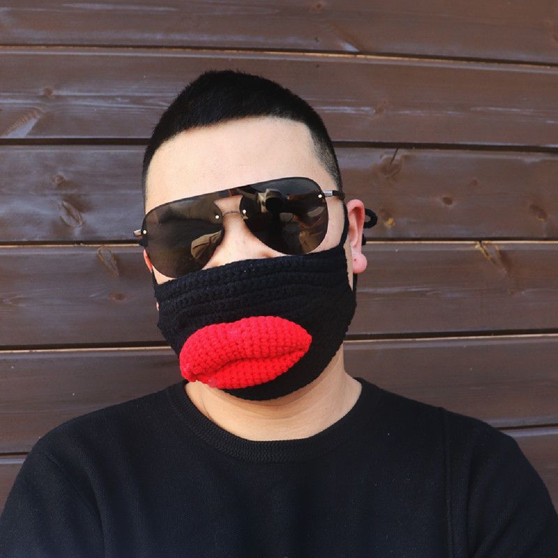 Slēpošanas netīrās pītās ķiveres komplekts, interneta slavenības tāda paša stila smieklīga cepure, adīta parūkas galvas saite, hiphopa personības maska_voghion.com