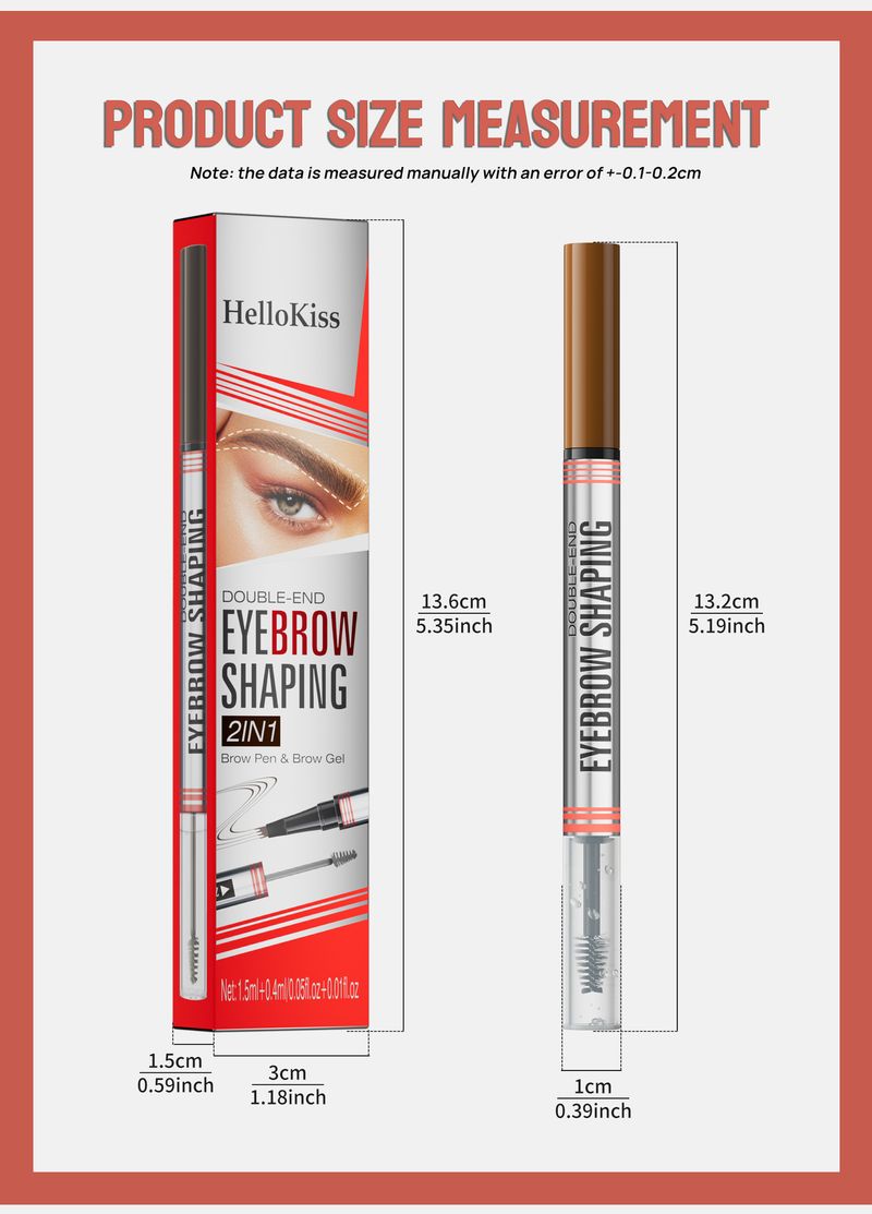 Trucco Hellokiss Matita per sopracciglia liquida a doppia testa e quattro punte 2 in 1 Crema per modellare le sopracciglia Impermeabile Colore ad asciugatura rapida_voghion.com