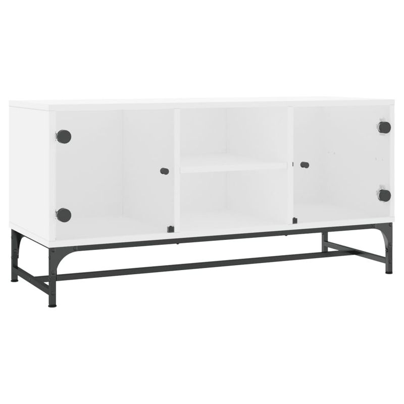 TV-Schrank Mit Glastüren Weiß 102x37x50 Cm_voghion.com
