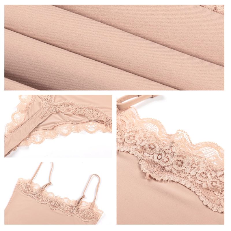 Lace Camisole Bodysuit For Women - Sexy Stretchy Shapewear With Adjustable Straps & Snap Closure, Seamless Fit For All-Day Comfort_voghion.com