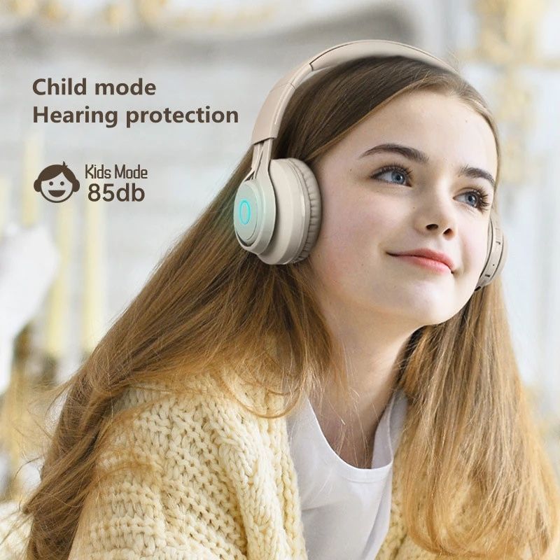 BT06C Söpö Langaton Bluetooth 5.0 Kuulokkeet Lapsille Mikrofonilla LED-Valolla Tukee Aux-In-liitäntää (Violetti)_voghion.com