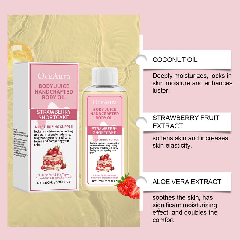 OceAura Strawberry Body Care Oil Refreshing Fragrant Strawberry Gentle Moisturizing Body Skin Essential Oil_voghion.com