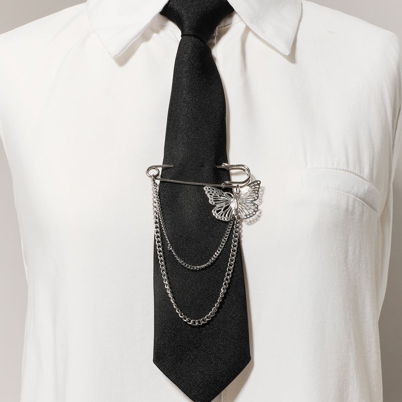 Cravatta JK nera senza perforazione con fibbia a farfalla originale transfrontaliera, stile college abbinato, per donna_voghion.com