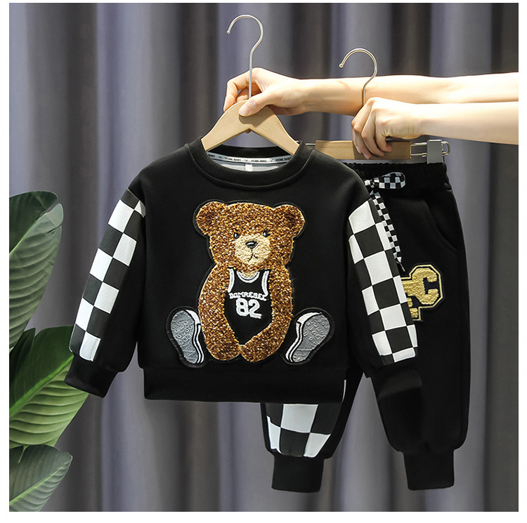 Kinderkleidung, hübsches 2023 neues lässiges, locker sitzendes, modisches Frühlings-Herbst-Trendset für Jungen, zweiteiliges Set_voghion.com