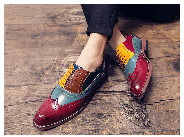 Vestido casual elegante de cuero con botas con cordones y punta puntiaguda para hombre_voghion.com