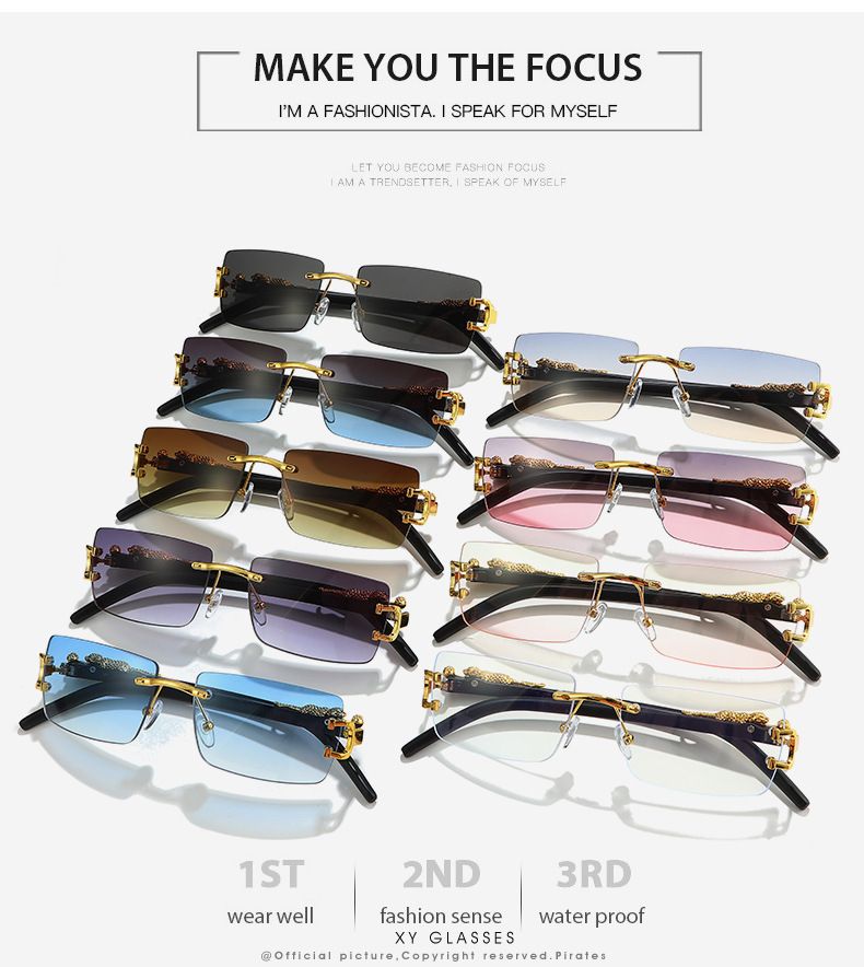 VOOTHOST Unisex Randlose Kunststoffrahmen Bunte Modebrille für Sommerurlaub Outdoor-Reisen Bekleidungszubehör mit Leder-Brillenetui F0119_voghion.com