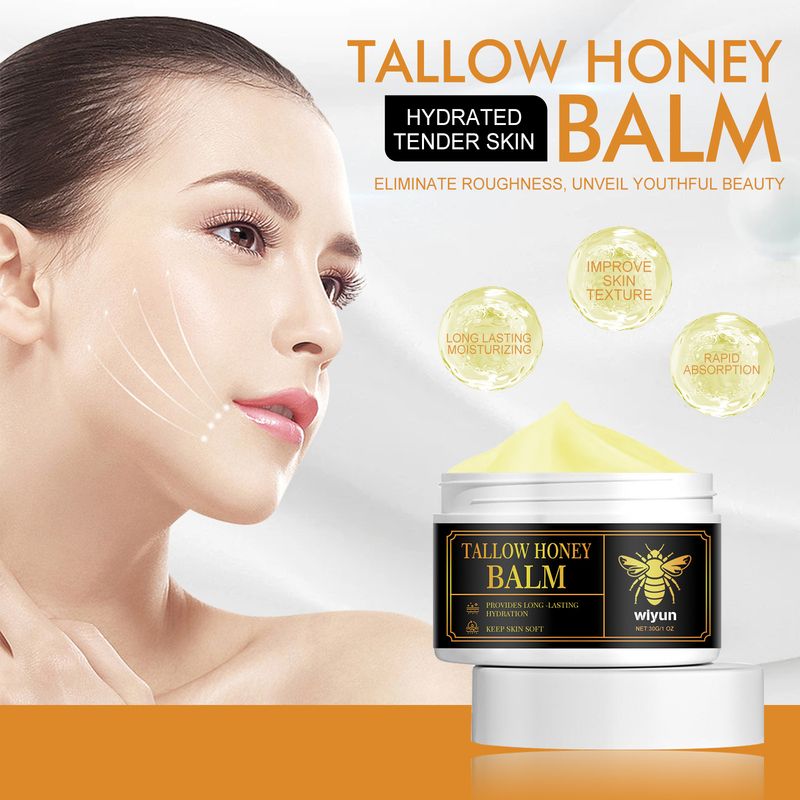 Tallow Honey Moisturizer, Soft and Smooth Facial Skin Hydrating Moisturizing Refreshing Moisturizing Skin Care Cream_voghion.com