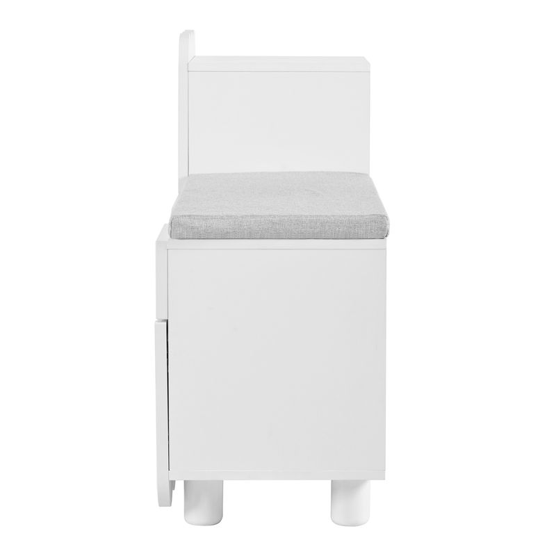 Meuble à chaussures moderne à 3 portes avec tiroir et coussin d'assise – Banc de rangement à chaussures blanc pour couloir, gain de place – Élégant meuble à chaussures d'entrée_voghion.com