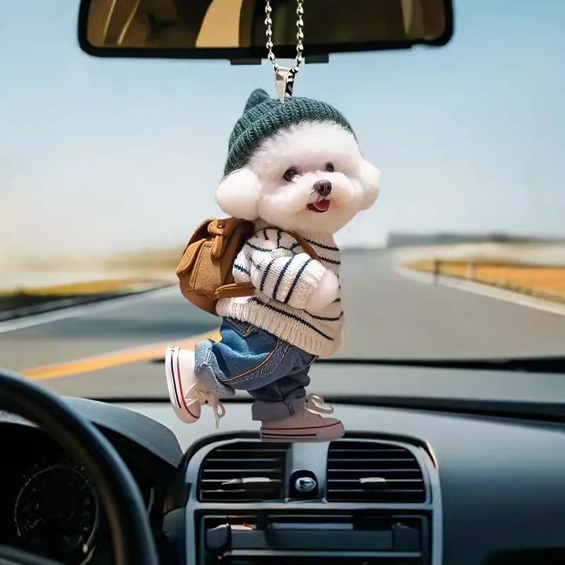 Creatieve kleine teddybeer rugzak acryl platte hanger auto hangende decoratie tas sleutelhanger in ins stijl beste vriend sleutelhanger_voghion.com