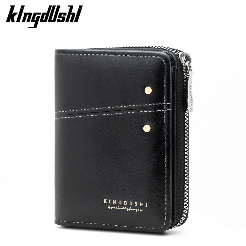 New Men's Vertical Simple Business Style Patchwork Multi-Card Slot Multi-Functional Leather Wallet Coin Zipper Bag_voghion.com