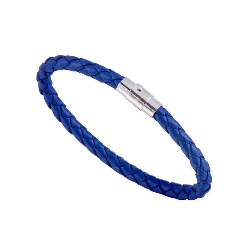 Braccialetto da uomo minimalista con fibbia magnetica intrecciata in pelle e cordino_voghion.com