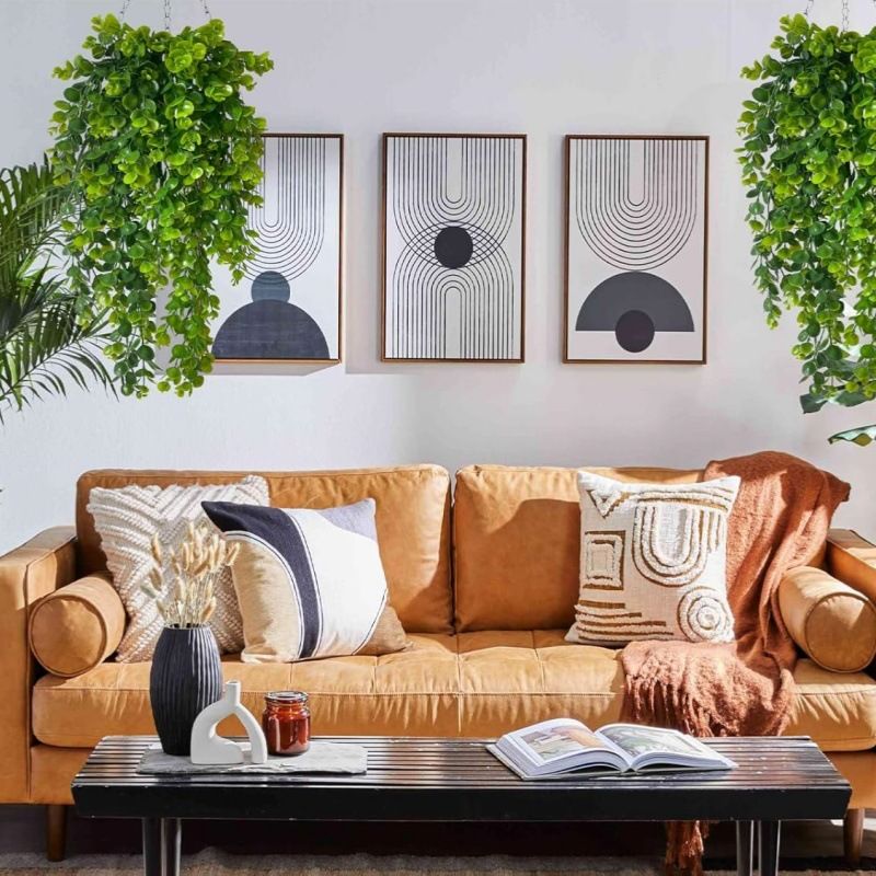 Arredamento per la casa, pianta artificiale in rattan di eucalipto con 69 maglie, pianta verde artificiale da appendere alla parete, decorazione per esterni._voghion.com