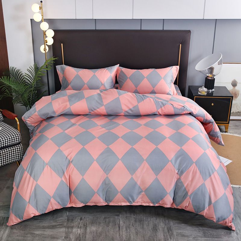 Luxuriöses Bettwäscheset mit Marmormuster im Bohème-Stil, drei- oder vierteilig, gesteppte, dicke Bettdecke aus Baumwolle für Doppelbetten_voghion.com