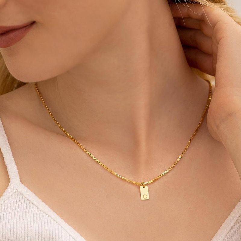 SUNIBI Initial Engraved A-Z Alphabet Charm Necklace Box Chain Stainless Steel Women's Minimalism Jewelry Gift Wholesale_voghion.com