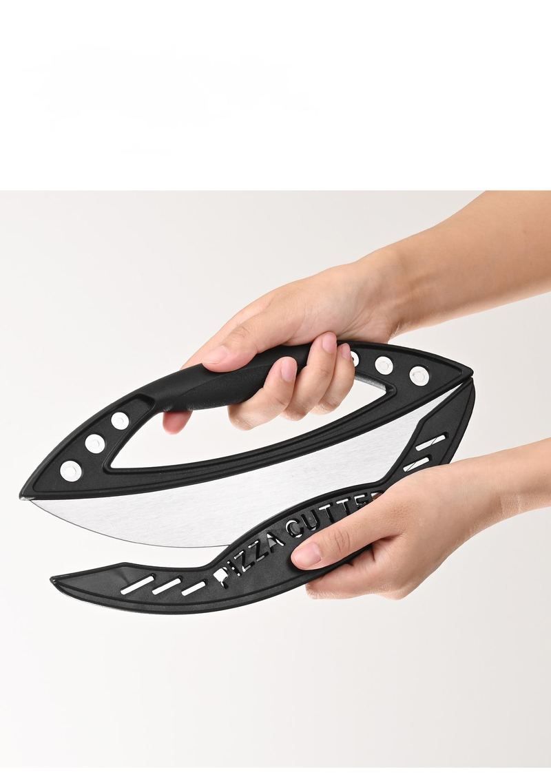 Stainless Steel Cutter Half Round Ring Pizza Herb Large Multi-Functional Slicing Knife Baking Tool_voghion.com