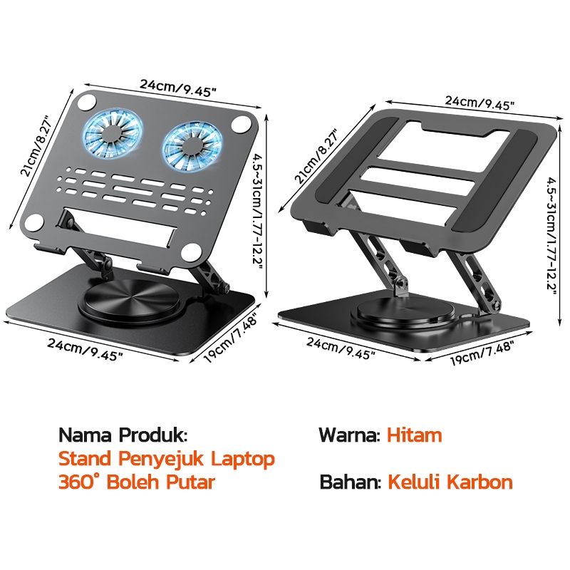 PACKONE Laptopställ Justerbart 360° Roterande Bas Ergonomiskt Hopfällbart Laptopställ För Skrivbord Silver_voghion.com