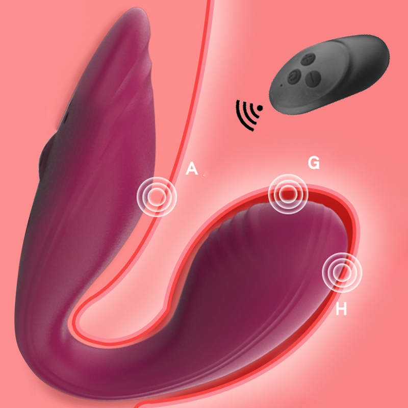 Drahtloser Vibrator, Spielzeug für Erwachsene, für Paare, wiederaufladbarer USB-Dildo, G-Punkt-U-Silikon-Stimulator, Doppelvibratoren_voghion.com