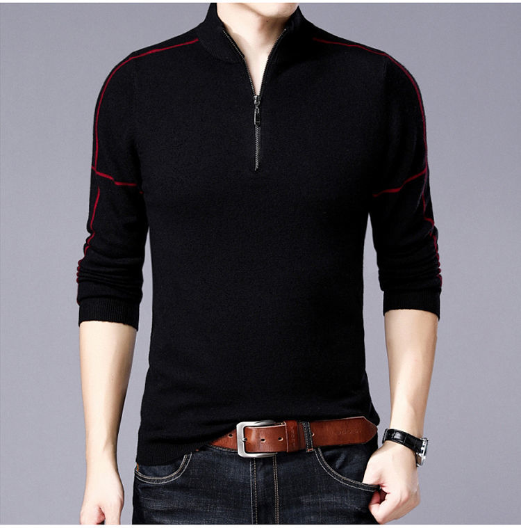 Legendary Paul Autumn and Winter New Pure Woolen Sweater Men's Half High Neck Zipper Men's Pullover Sweater Fashion_voghion.com