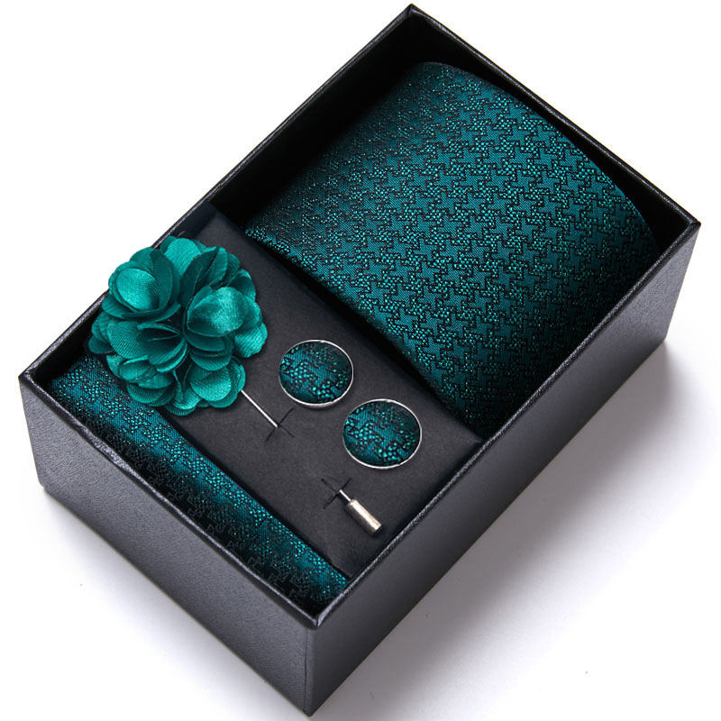 Hochzeits-Bräutigam-Feier Weinrote Krawatte, Herrenanzug-Manschettenknöpfe, Brustblumen-Accessoires-Set-Box_voghion.com