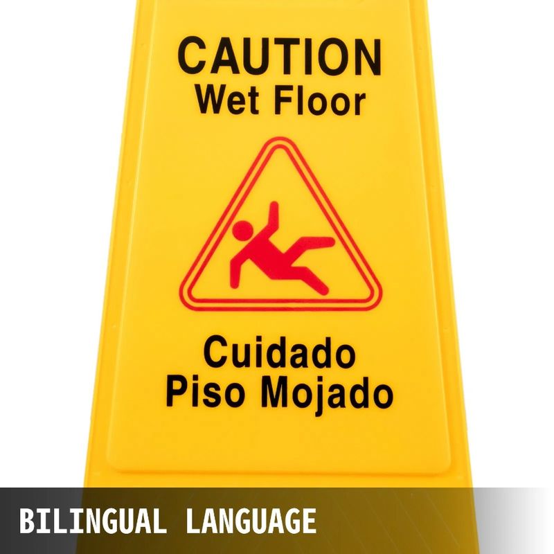 Caution Floor Cones I Wet 25Inch Floor Board Bilingual Pack Plastic Wet Wet Sign FoldOut For Sign Floor Yellow 12 Double Sided_voghion.com
