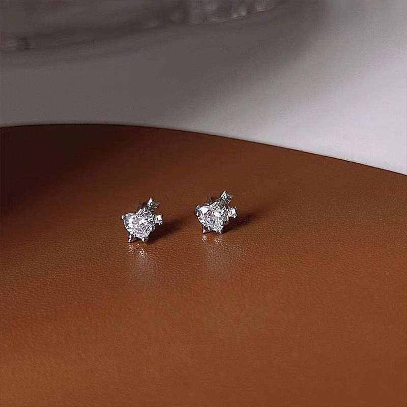 Tiqijev piercing s jednom strijelom, blistavi cirkon, mini izvrsno čisto srebro za žene, rupa za uho, naušnice koje se ne skidaju_voghion.com
