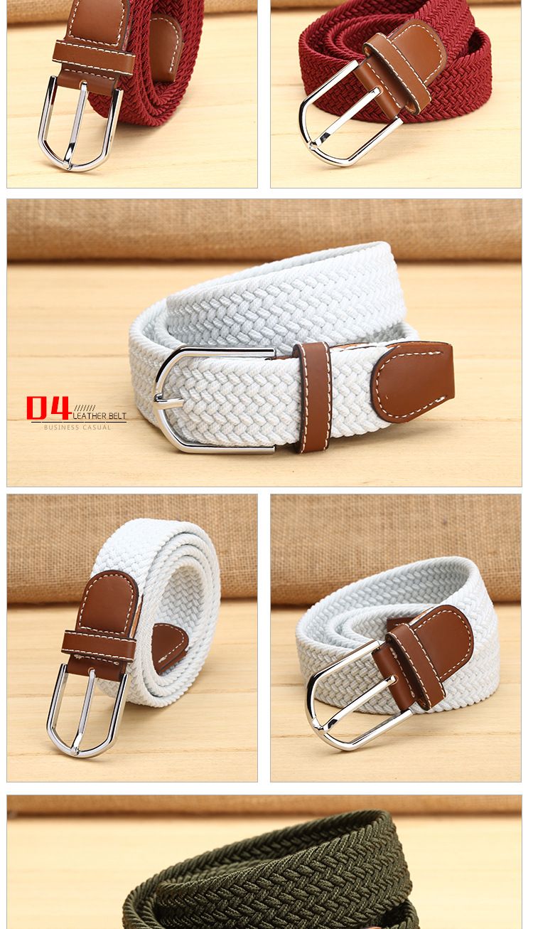 Unisex 39 color elastic woven elastic belt men's and women's belt canvas belt_voghion.com