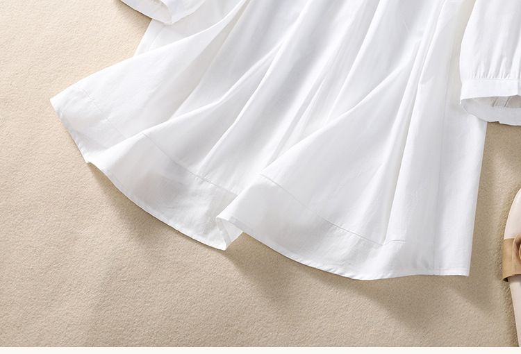Camicetta vintage da donna in lino e cotone con maniche a sette quarti, con fiori ricamati_voghion.com