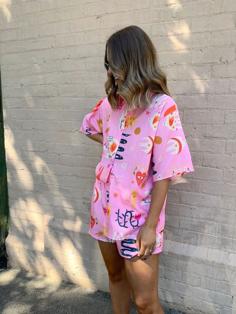 Women's Fashion Casual Suit Printed Shorts Tie-Draw Elastic _voghion.com