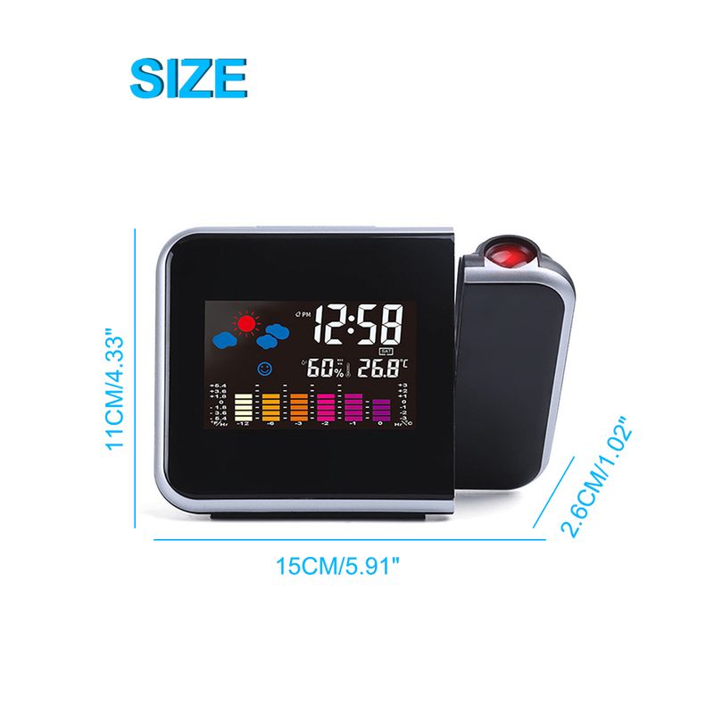 Podofo Table Color Display With Time Projection Digital Alarm Clock Rotatable Weather Station_voghion.com