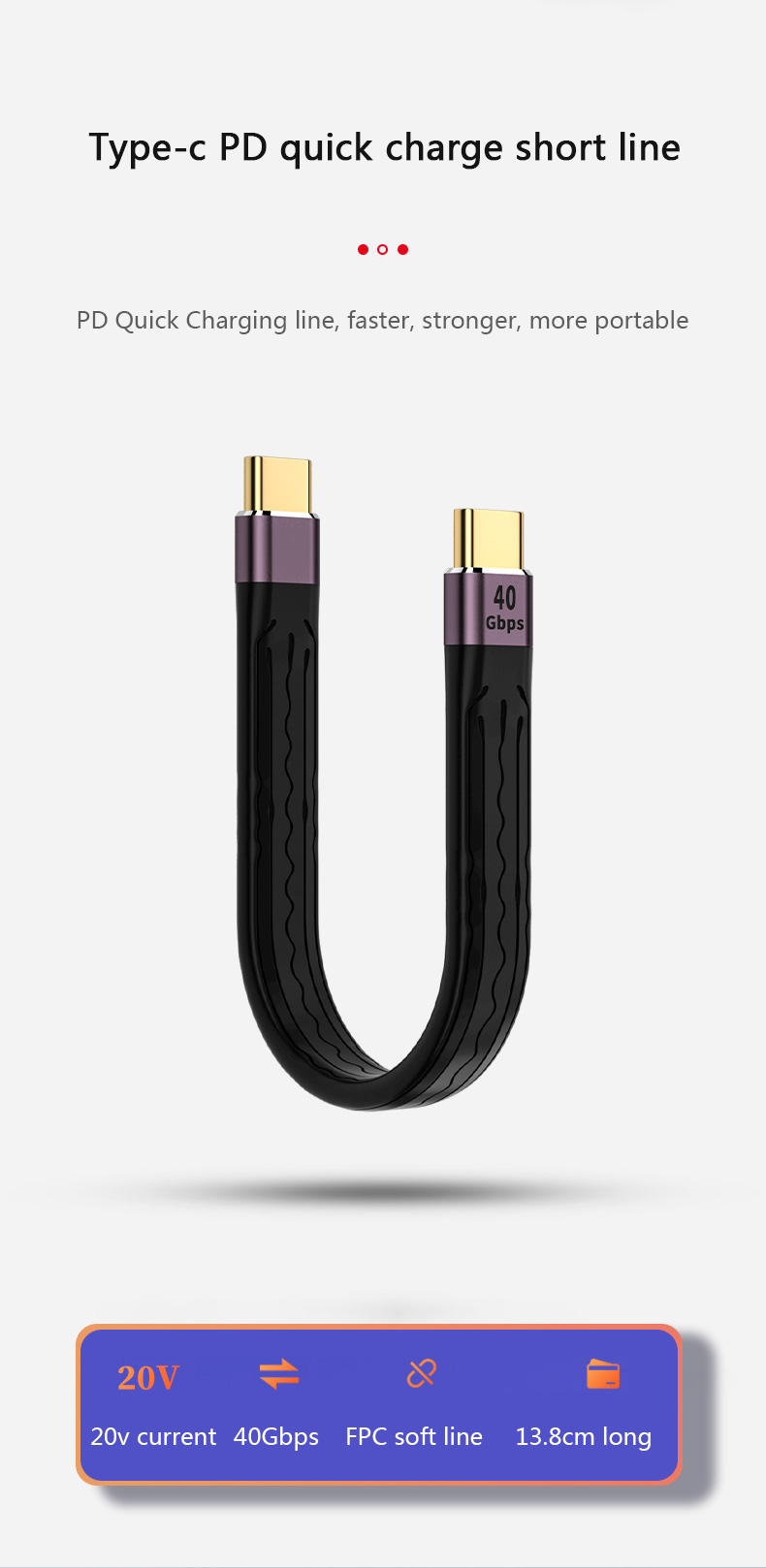 USB Type C Naar USB C 3.1 Gen2 40Gbps Datakabel Voor Book Pro USB C PD 100W QC4.0 Snel Opladen Video SSD Kort_voghion.com
