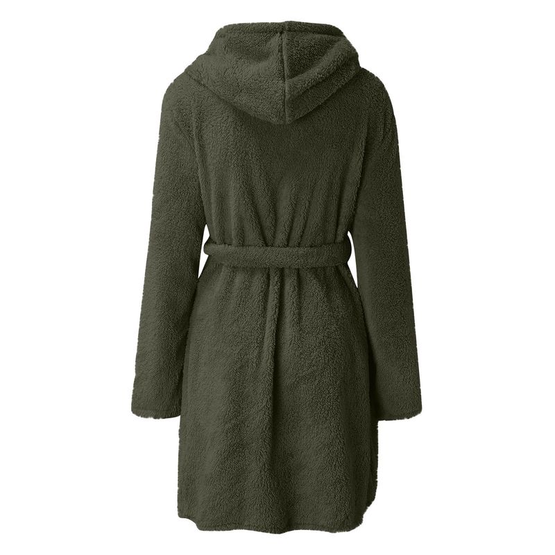 Men's autumn and winter warm bathrobe hooded home clothes plush pajamas robe_voghion.com
