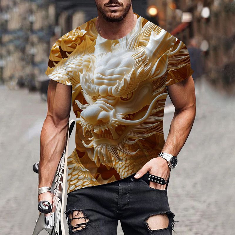 2024 Heißer Verkauf 3D Digitaldruck Sommer Neuer Trend Kreatives Kurzarm-T-Shirt für Männer_voghion.com