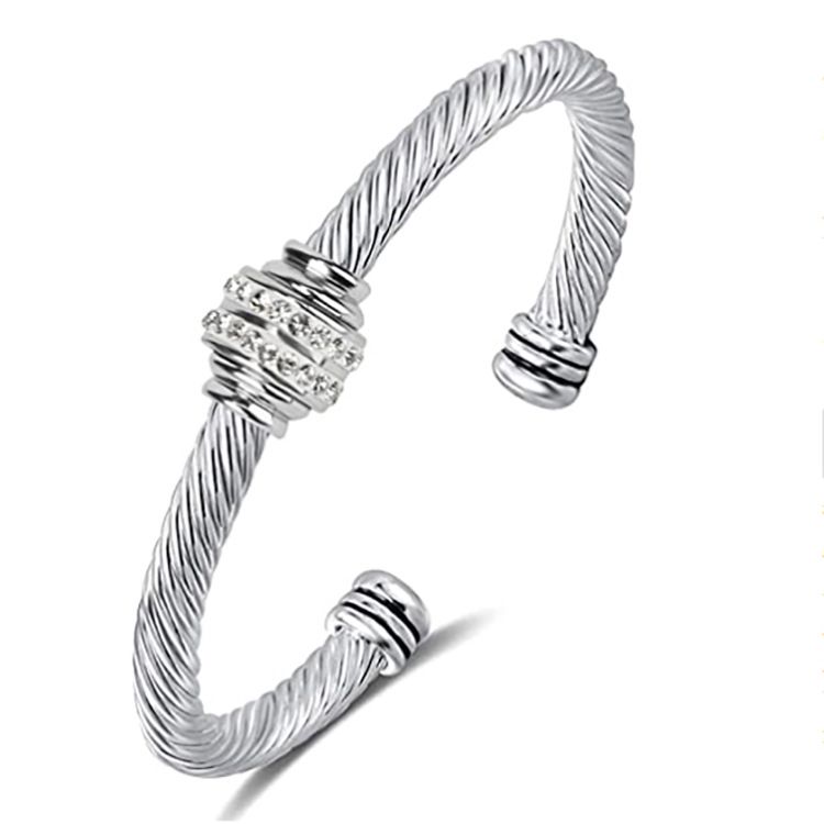 Bangles Fashion Bracelet Titanium Steel Wire Twisted Rope Diamond Versatile Jewelry_voghion.com